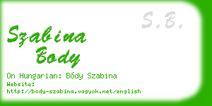 szabina body business card